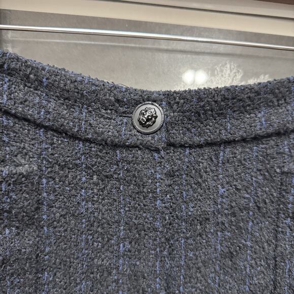 Chanel Uniform Tweed Pants Cotton Blend Tweed Wide-Leg Trousers Black Size 42 - Picture 13 of 16